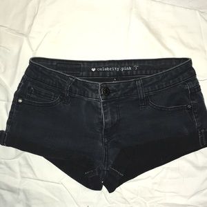 Black stretchy denim short